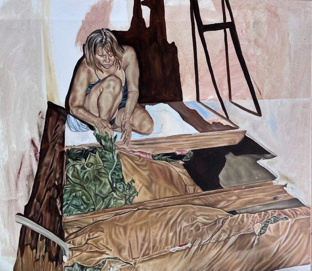 Virginie Bigot, Le piège, hst, 87,5x100cm,,2023